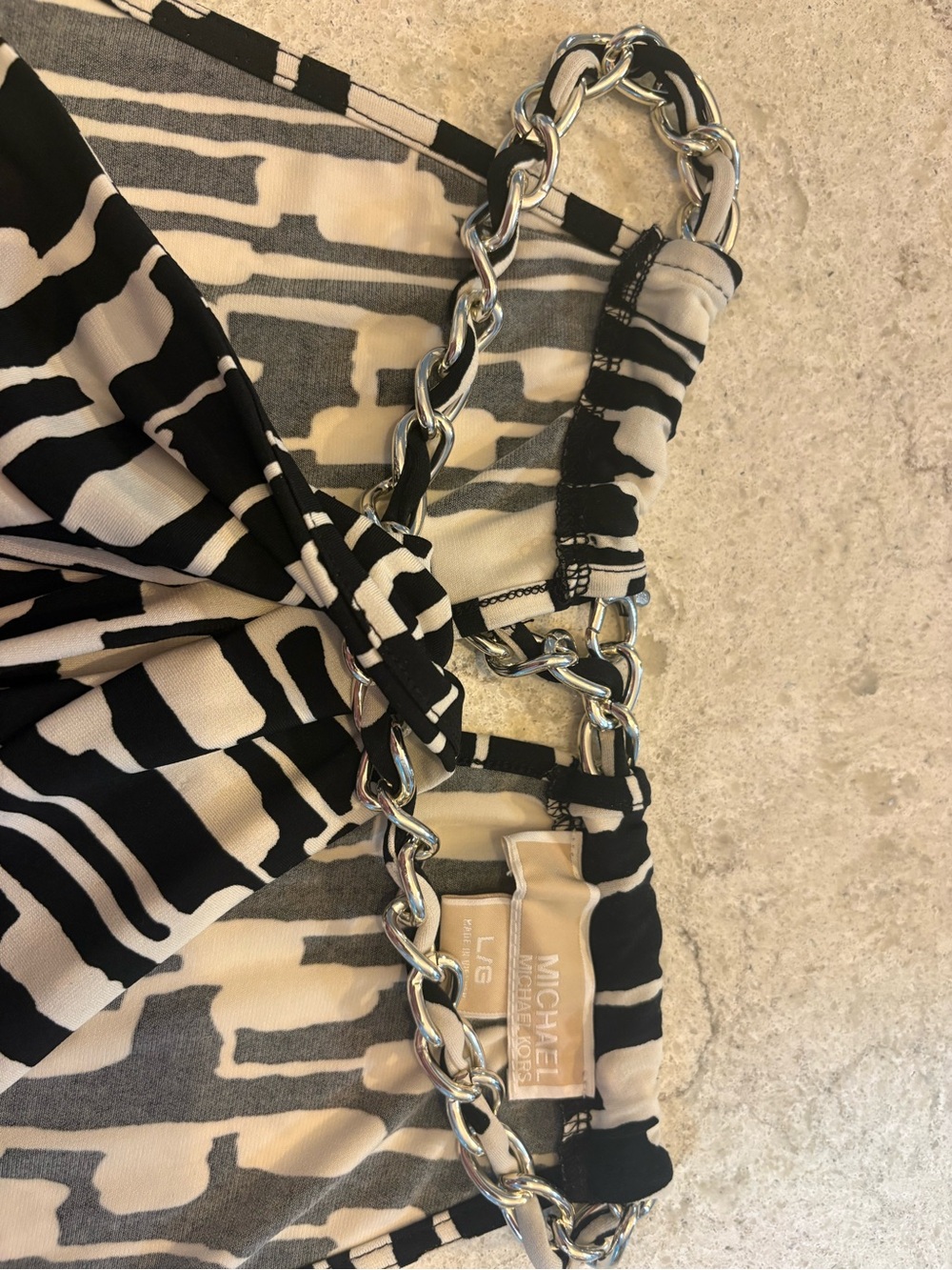 Michael Kors Black and White Chain-Trim Halter Top - Picture 4 of 5
